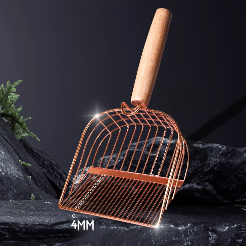 Metal cat litter scoop with hook