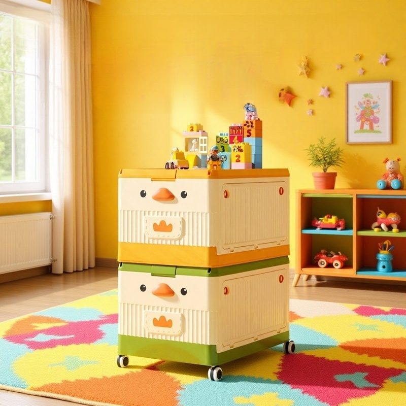 Kinderspielzeug-Aufbewahrungsbox, Haushaltsschlafzimmerrolle, große Kapazitäts-Aufbewahrungsbox, Bab