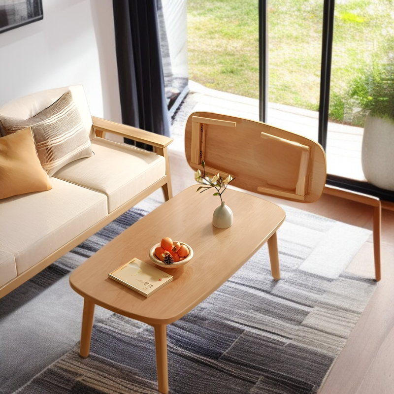 Großer Klapptisch mit Massivholzbeinen, für Wohnzimmer und Büro geeignet