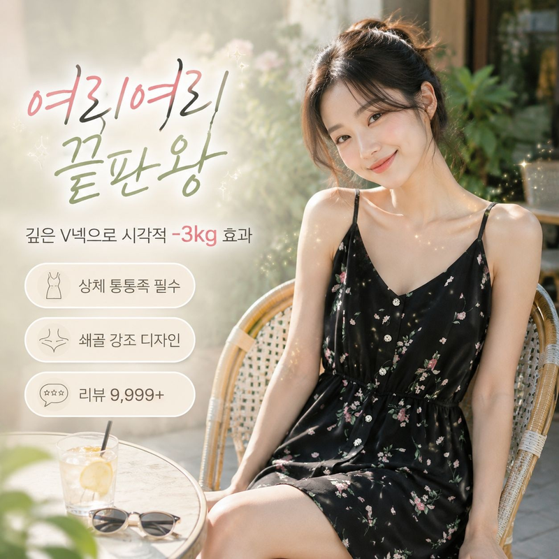날씬해 보이는 하이웨스트 잔꽃 쇼트 치마바지 원피스