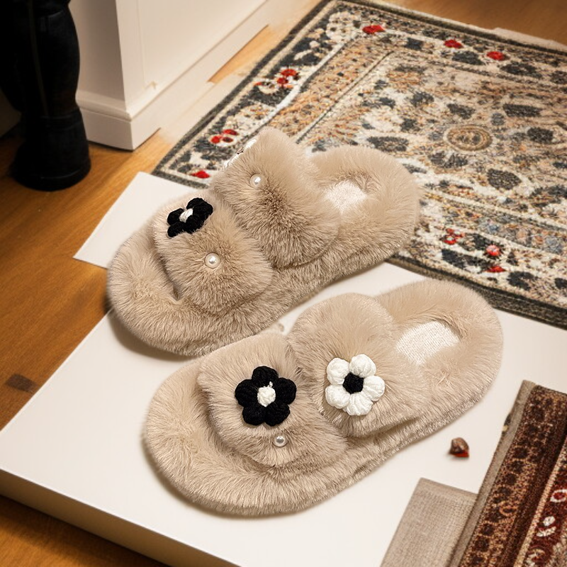  รองเท้าแตะขนเฟอร์สุดนุ่มสไตล์เกาหลี เหมาะสำหรับใส่ในบ้านและฤดูหนาว