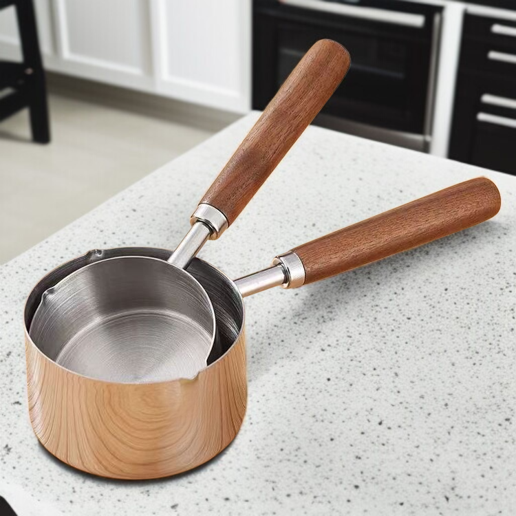 家庭用平型ミルクパン ミニ補完ポット 焦げ付かないステンレス鍋 平底IH調理器 ユニバーサル小型ミルクパン