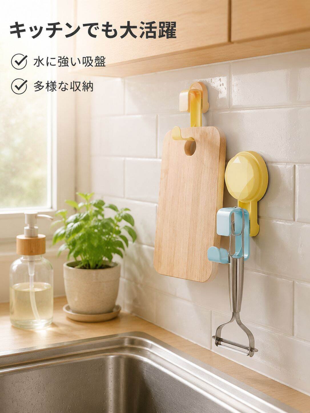穴あけ不要の洗面器収納ラック