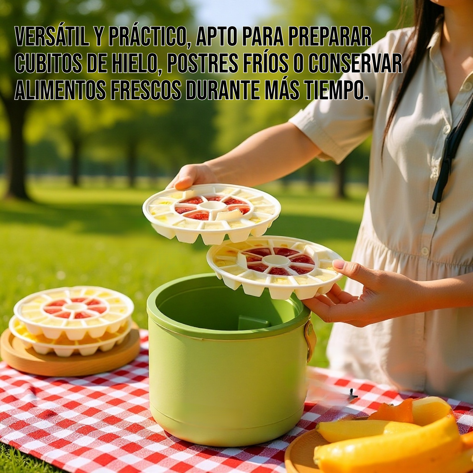 Detalle del material seguro del cubo de hielo portátil