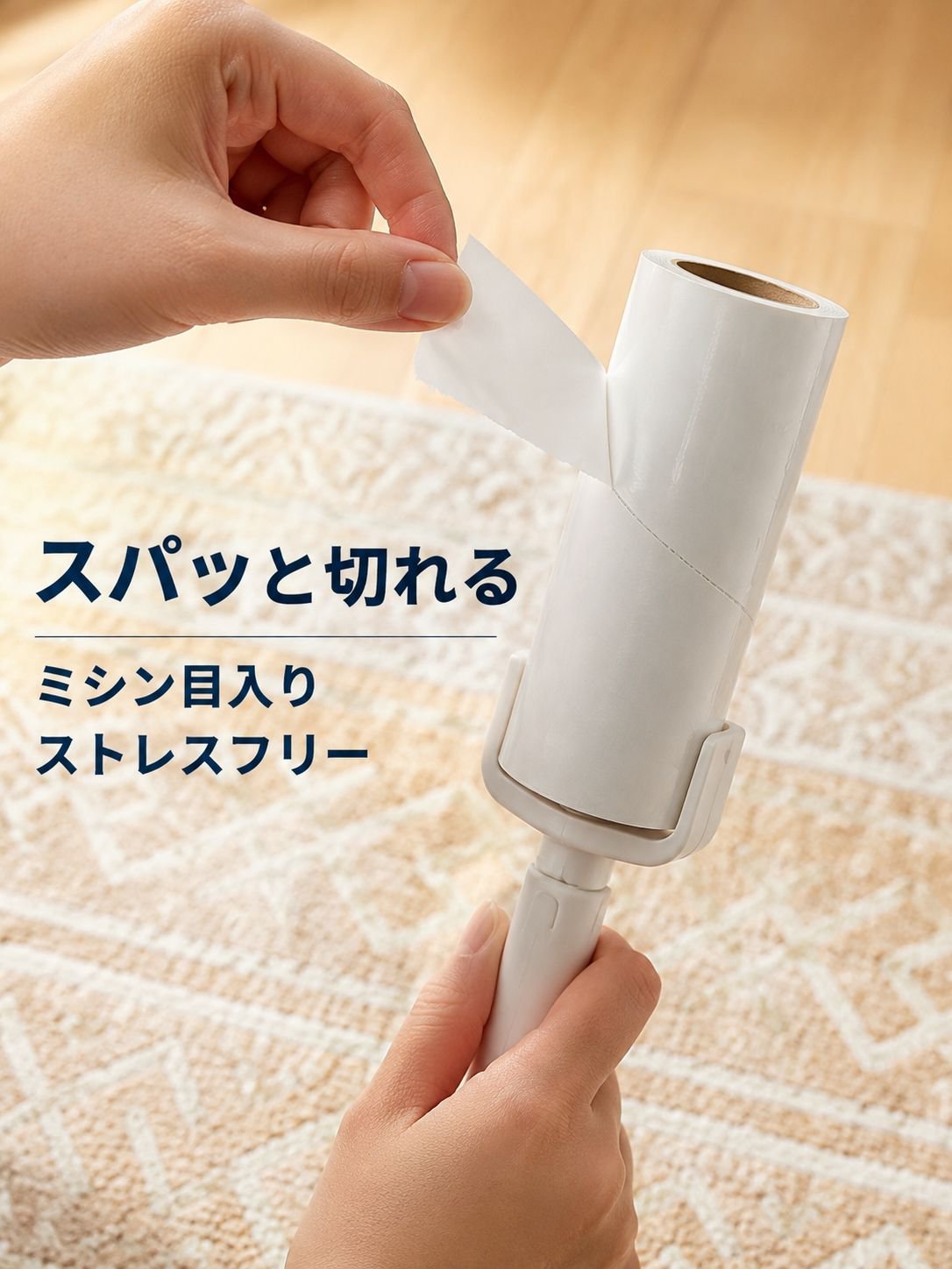 ちぎって使える粘着式粘着ローラー用紙。ペット用粘着ローラーの交換用芯。粘着力が強く、厚みがあります。