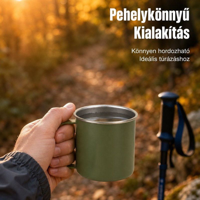 Kültéri kempinghez tervezett ütésálló rozsdamentes acél pohár, otthoni kávésbögre