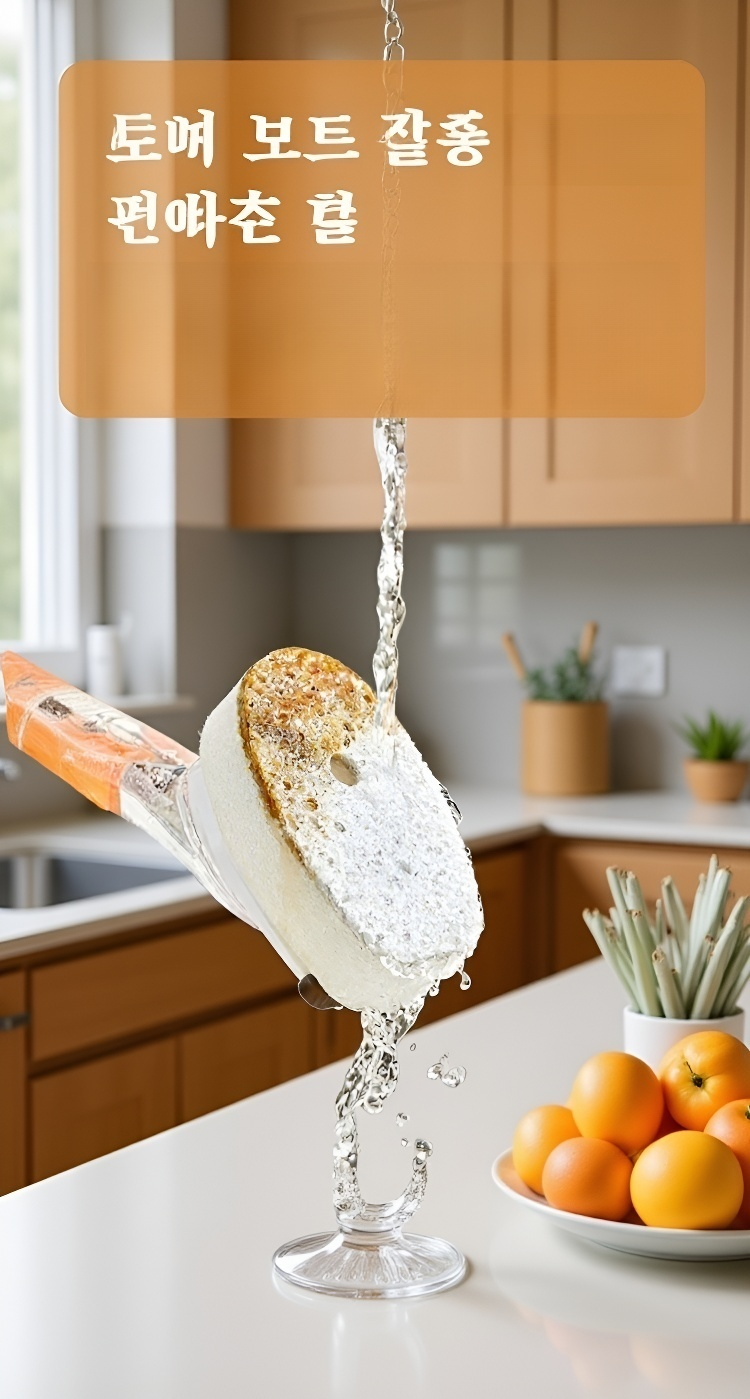 냄비를 청소하는 주방 세척 브러쉬