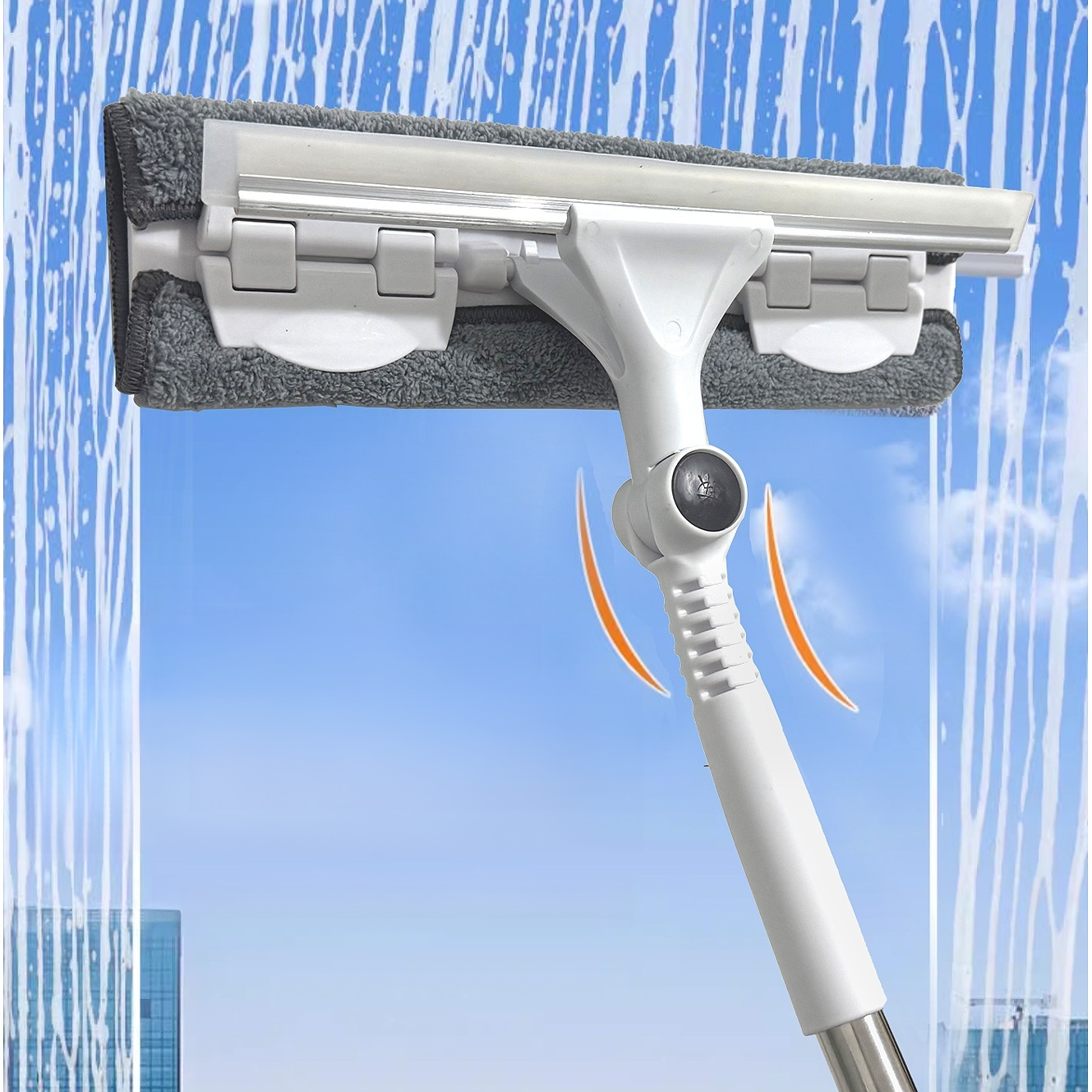 HighRise Window Cleaner Mop DoubleSided Extended Pole Household Multifunction