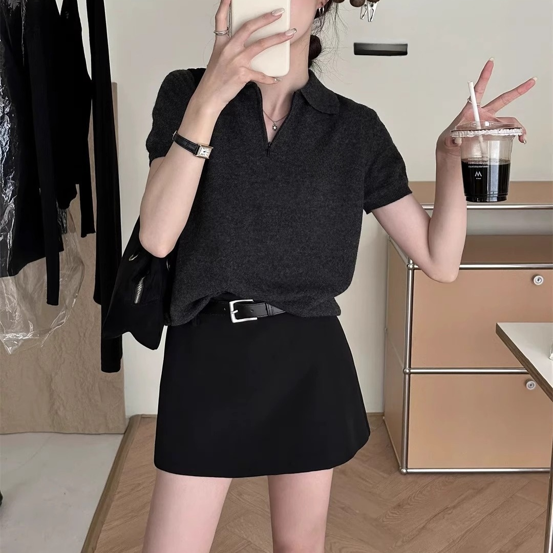 高級感Polo領針織衫女