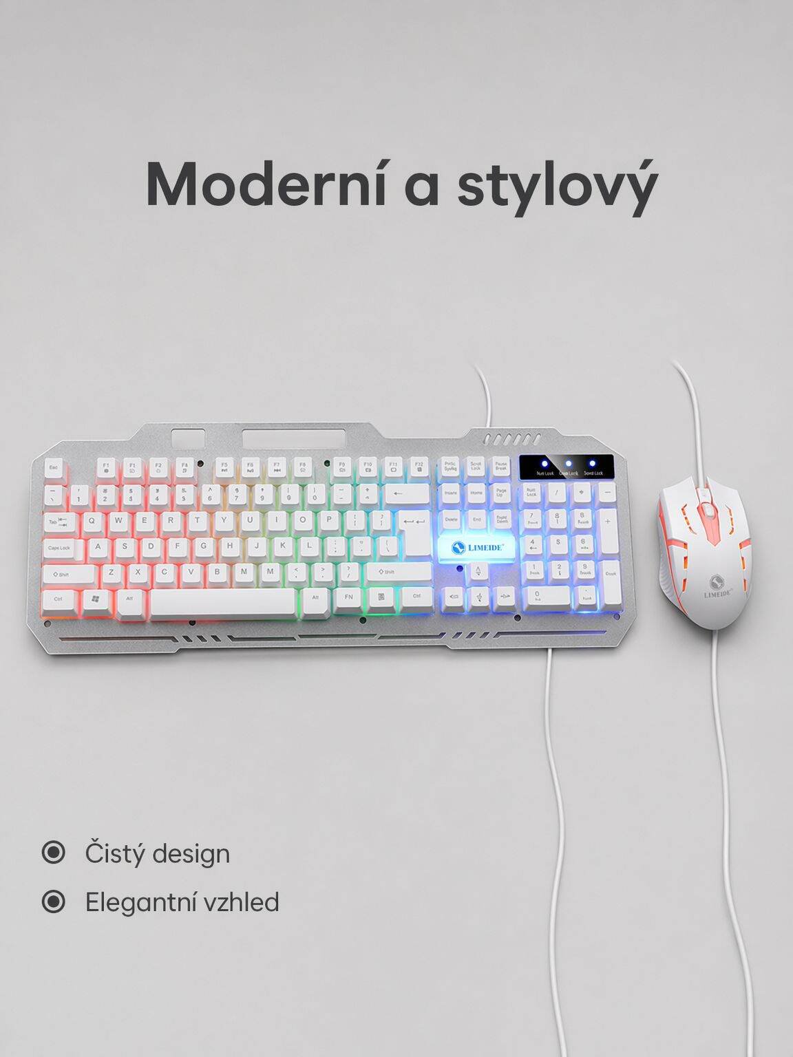 Kovová drátová sada klávesnice a myši pro počítač