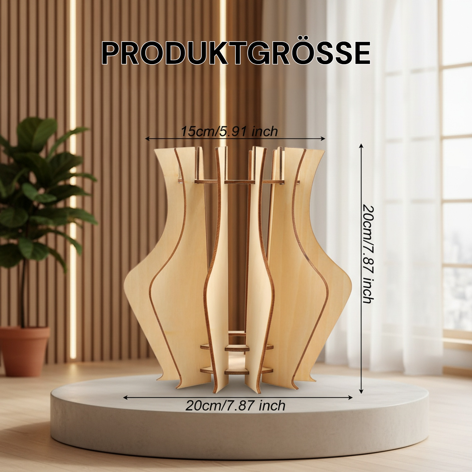 Holz-Puzzle-Vasenständer für Zuhause, Bürodeko Blumenvase