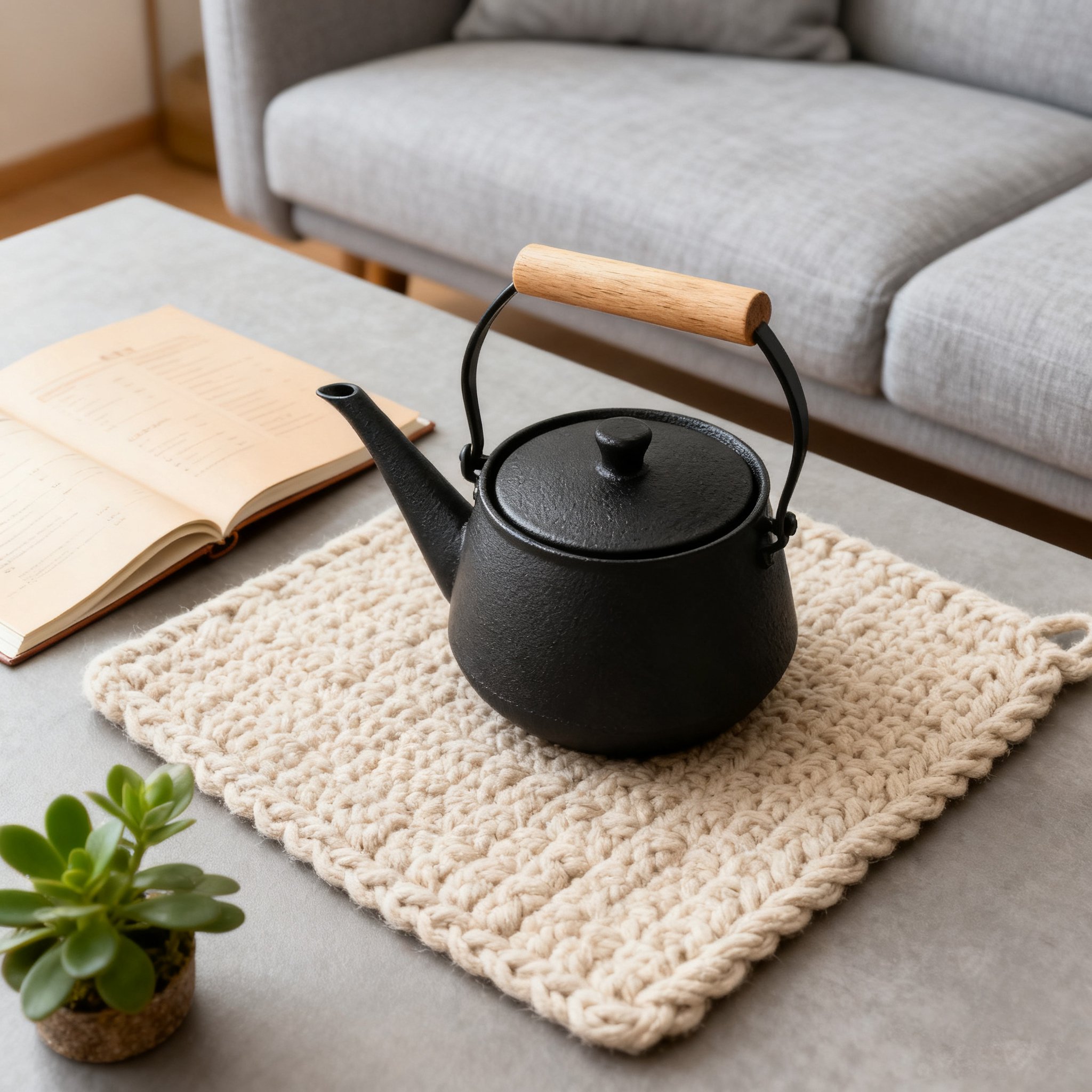 모던 디자인의 찻주전자 측면 모습