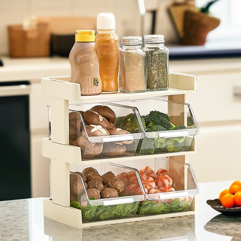 다용도 주방 수납 선반과 야채 트레이