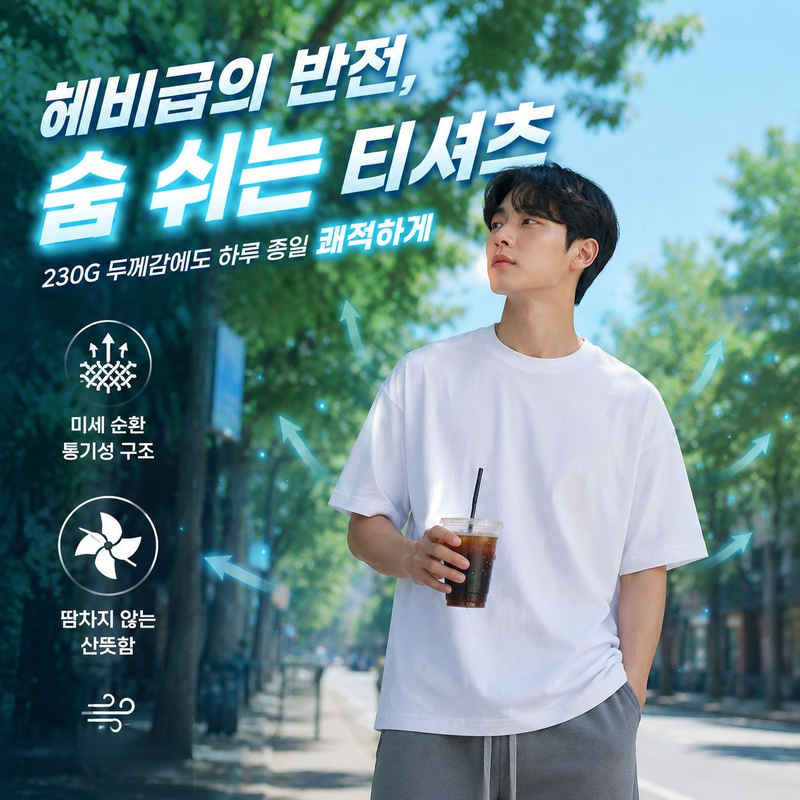 소로나 순면 루즈핏 베이직 남성 반팔 티셔츠