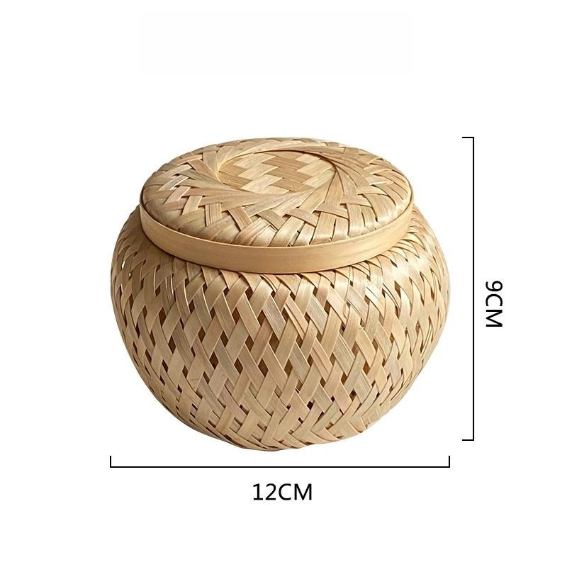 Handmade bamboo woven tea canister