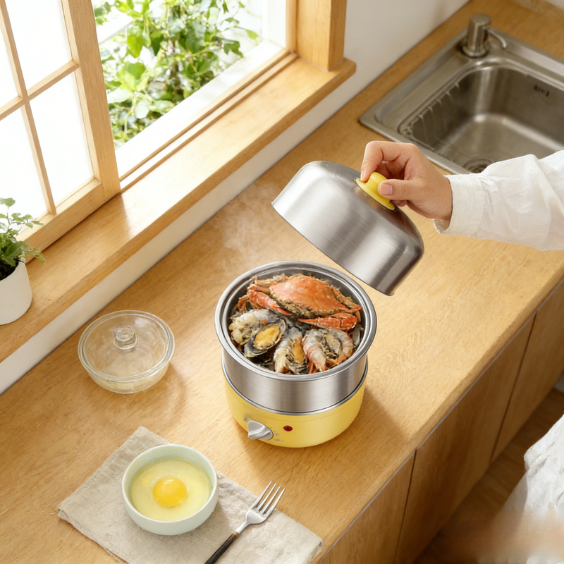 Edelstahl-Eier-Dampfkocher mit Schmortopf