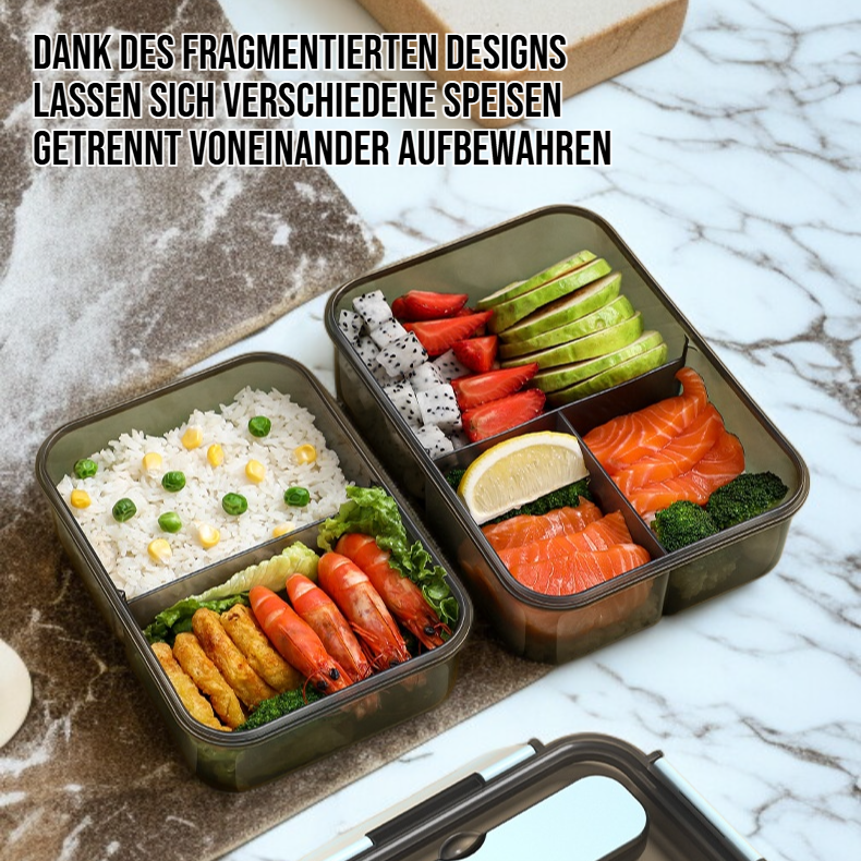 Praktische Lunchbox mit integriertem Besteck