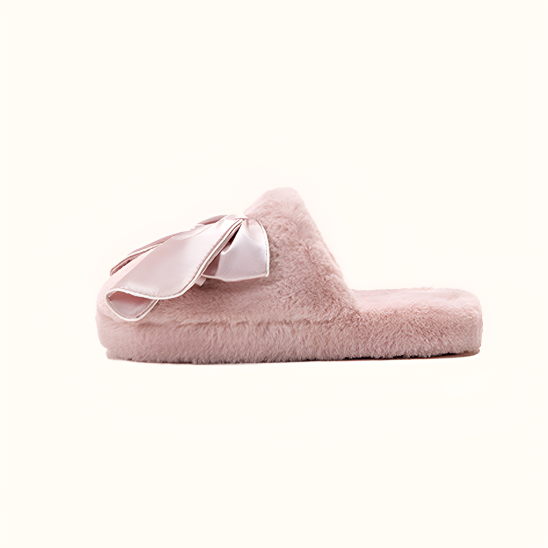 리본이 달린 솜털 슬리퍼