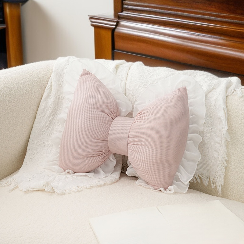 베개 소파 쿠션 귀여운 리본 레이스 편안하고 통기성 좋은 베개