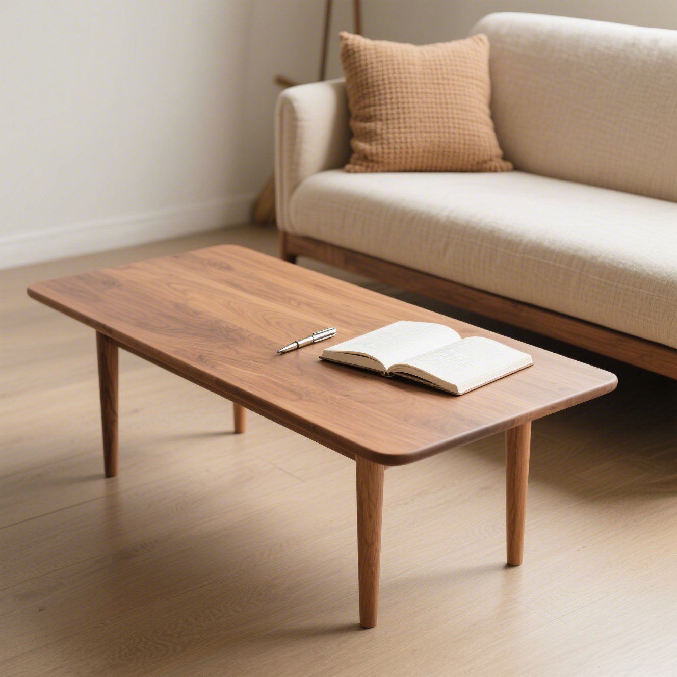 質感のある木製コーヒーテーブル