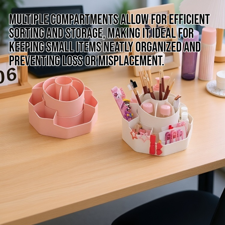 Desktop round rotating large capacity storage box on office desk