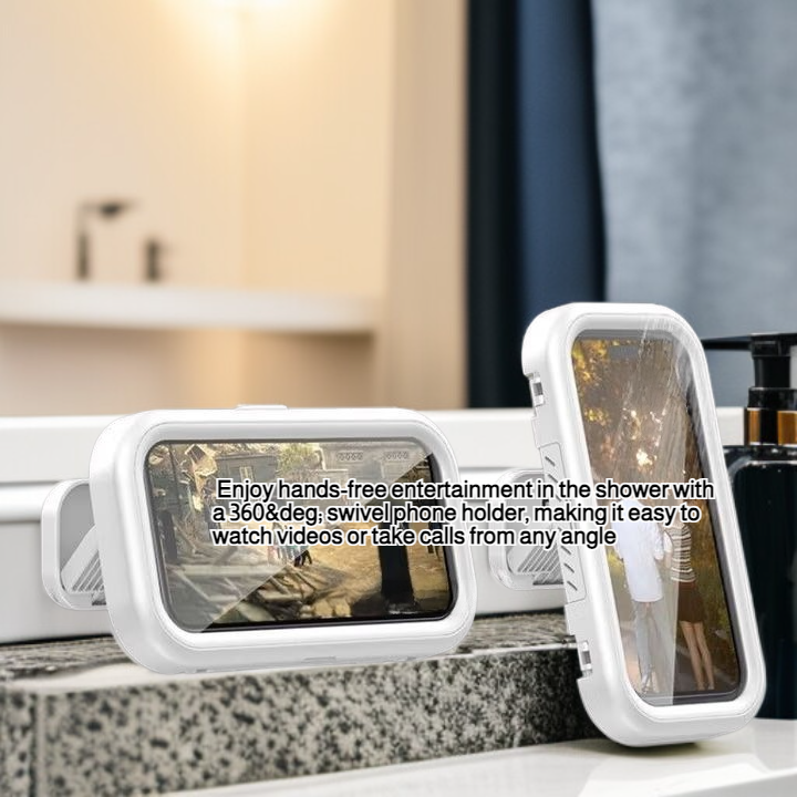 Shower Watching Cell Phone Holder Swivel Bathroom Wall Mount AntiFog