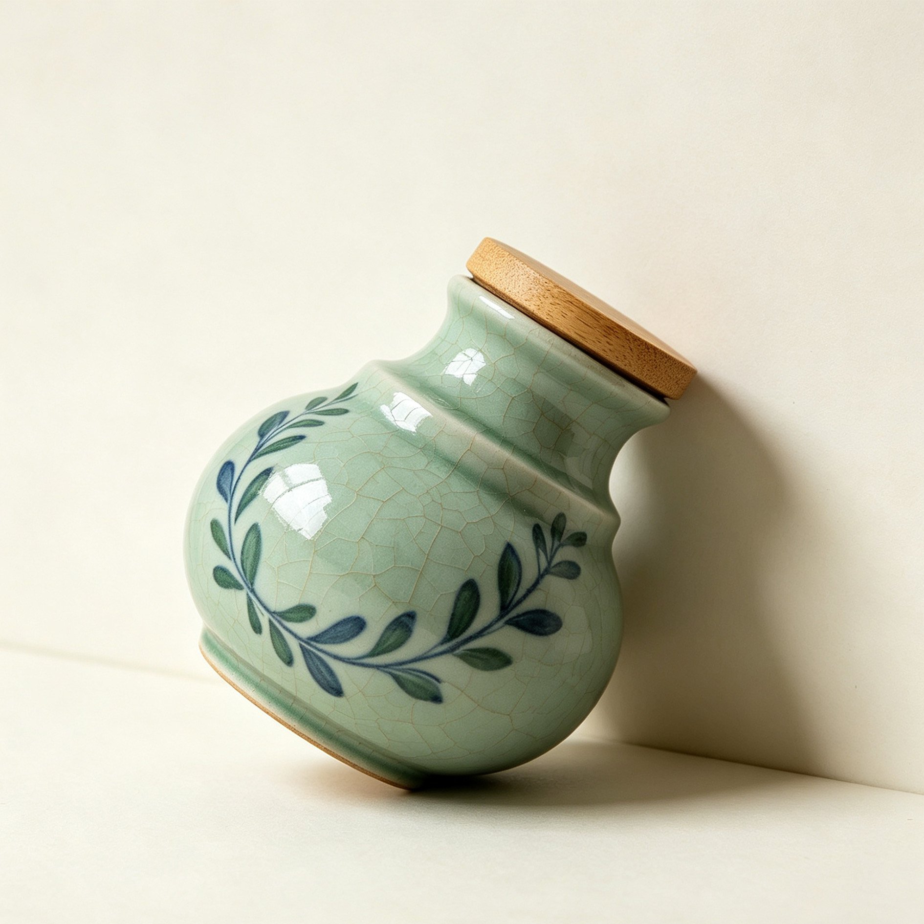 Celadon Tea Canister with elegant ceramic design