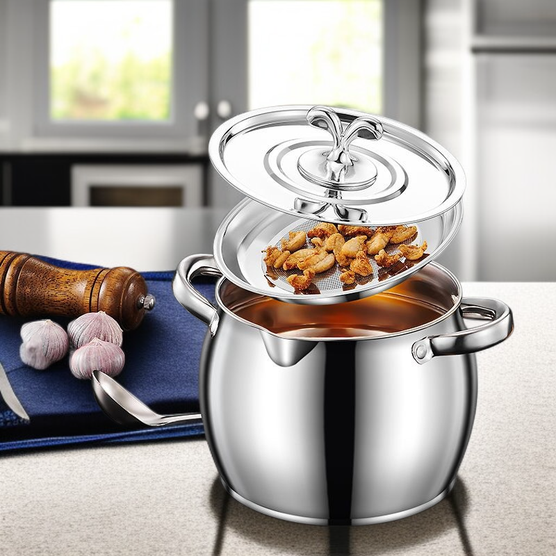 Stainless steel grease container with removable dust cover