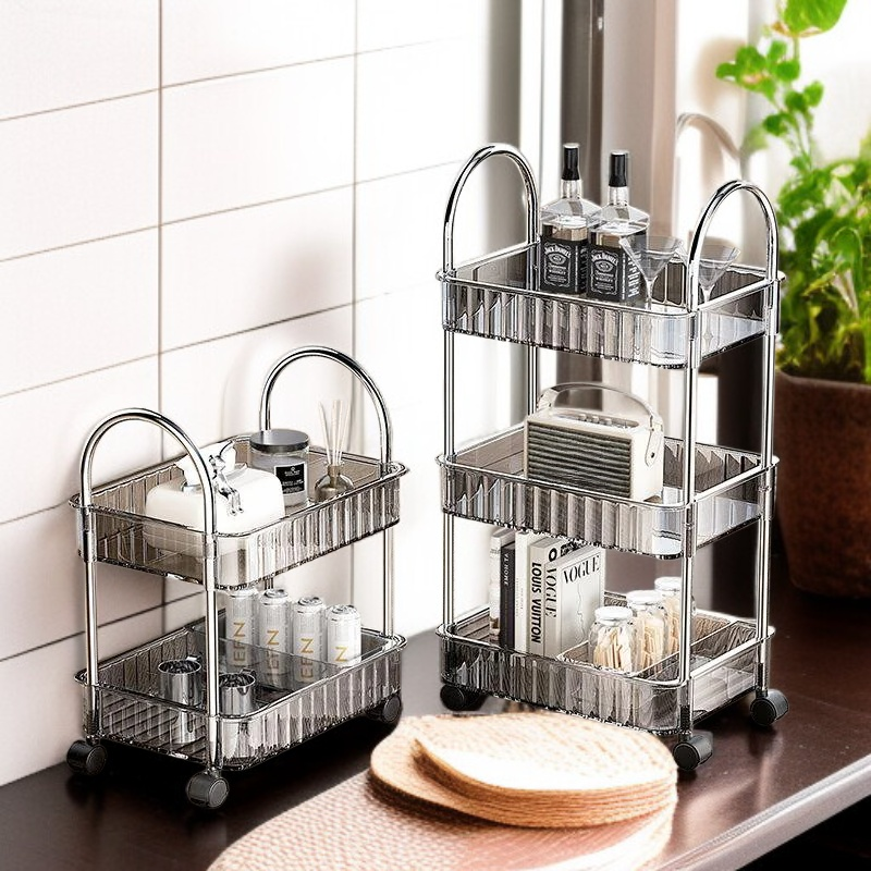 Space-saving kitchen storage trolley on wheels