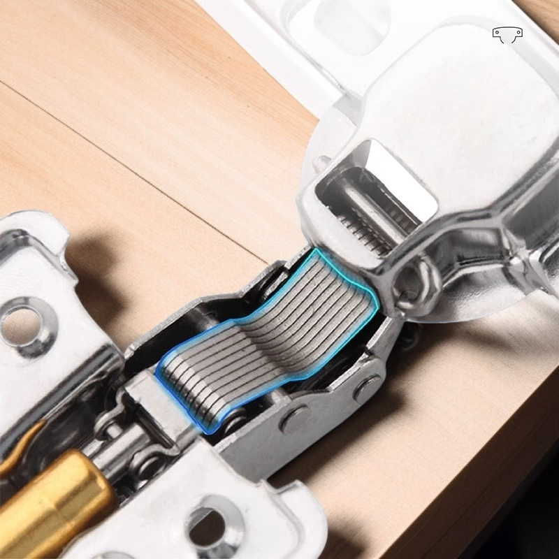 주방 수납장에 설치된 캐비닛 도어 힌지