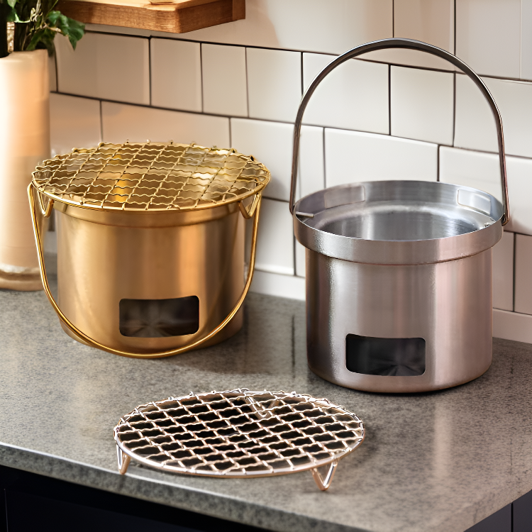 Mini barbecue coréen portable en acier inoxydable pour usage domestique et extérieur