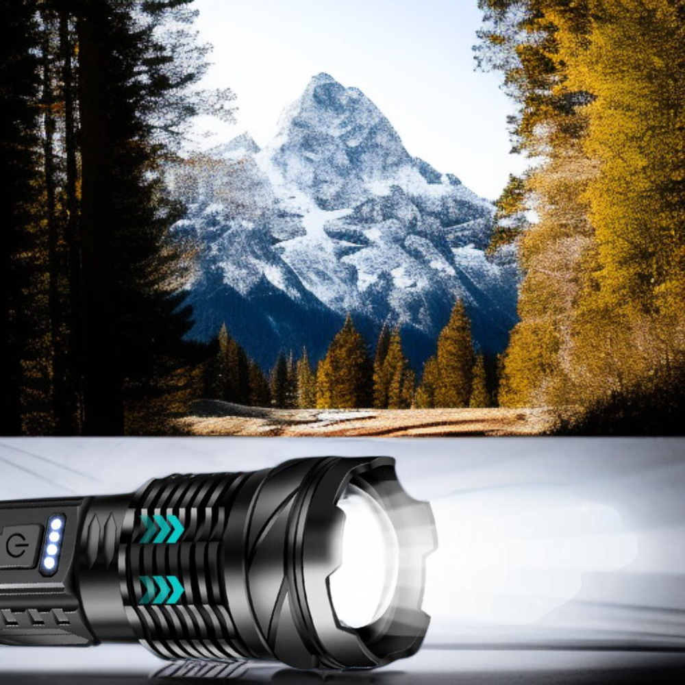 Linterna láser blanca de 30W, recargable por USB, para iluminación exterior