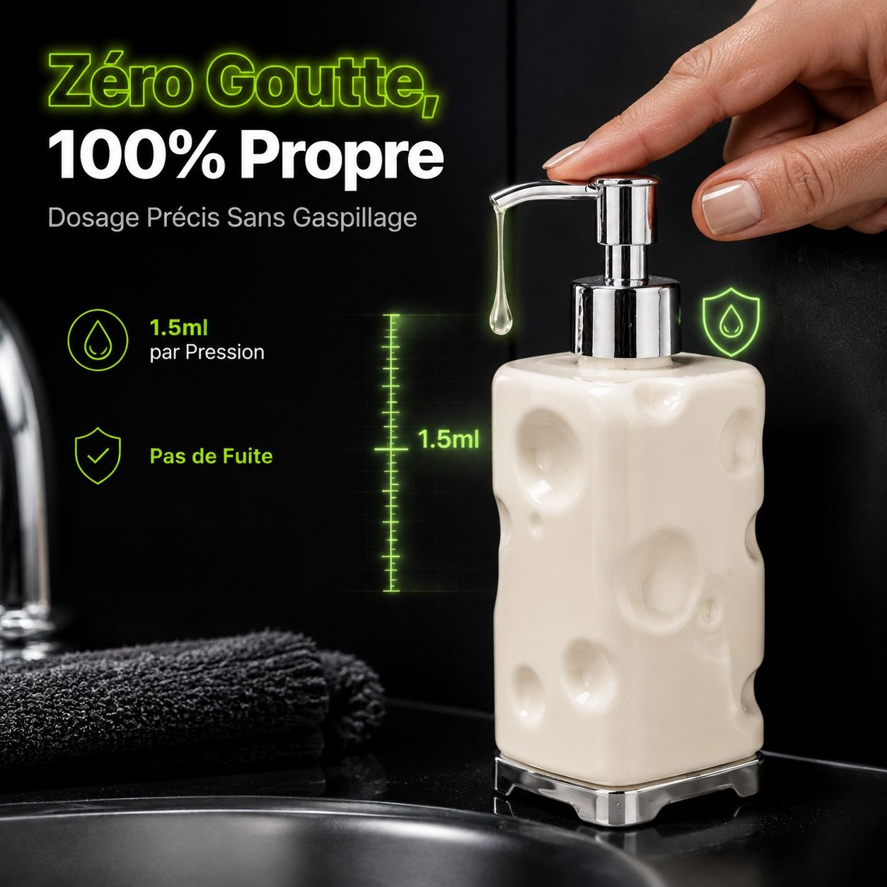 Bouteille distributrice multifonction luxe léger pour salle de bain