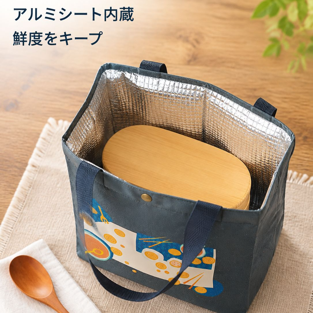 厚手保温和風弁当袋 携帯用キャンバス巾着トートバッグ