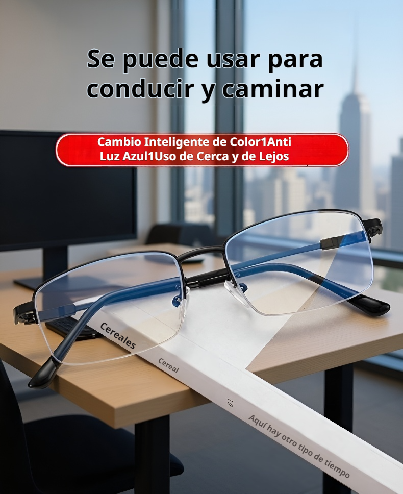 Vista lateral de gafas progresivas inteligentes para lectura