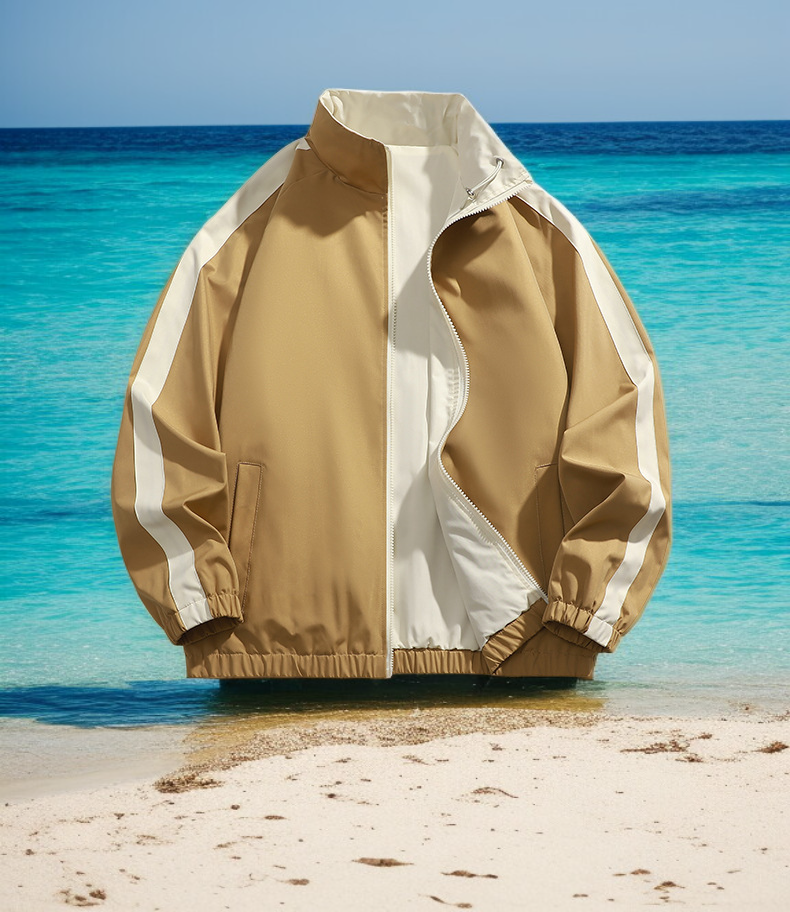 남녀공용 스탠드 칼라 재킷 착용 샷