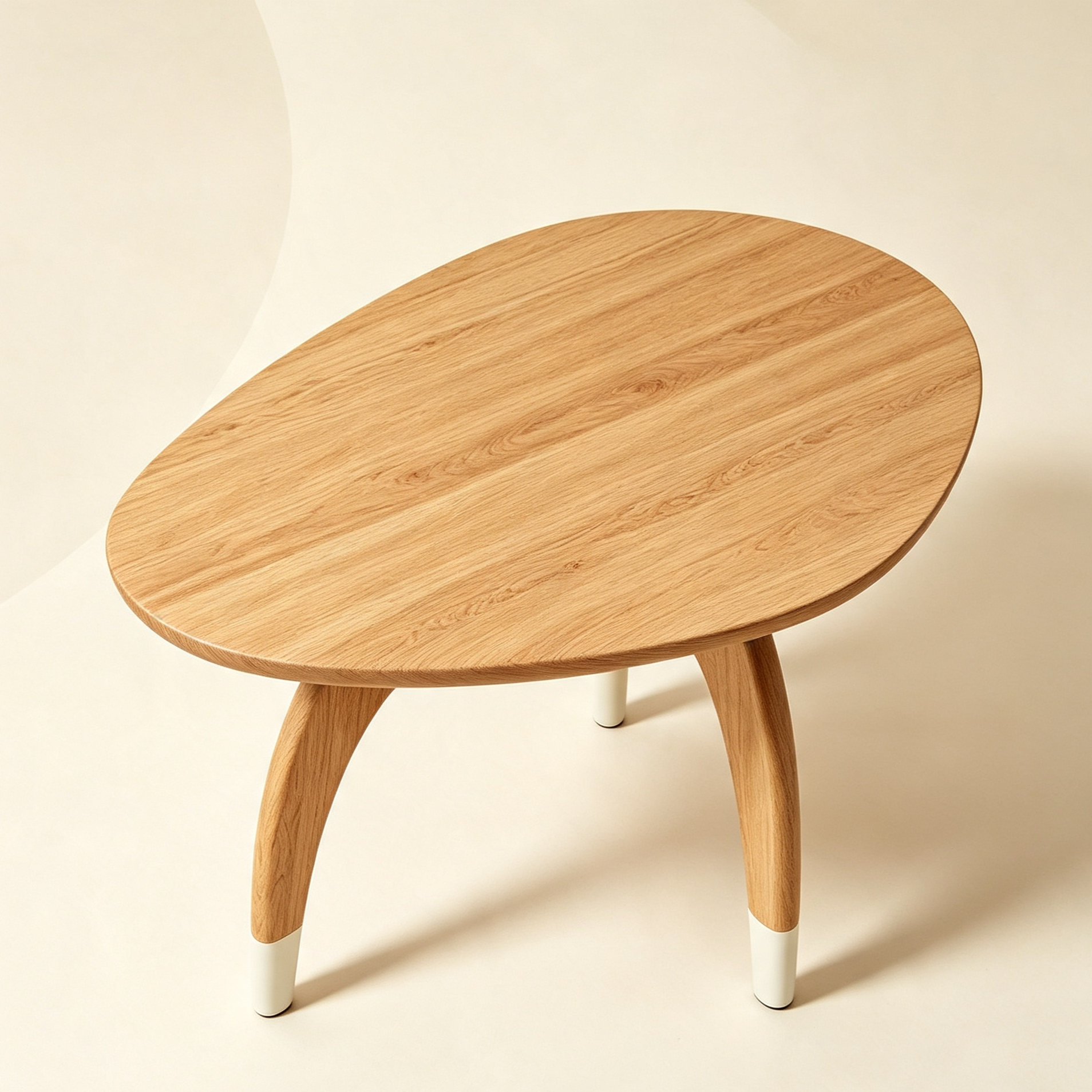 small oval side table made of solid wood