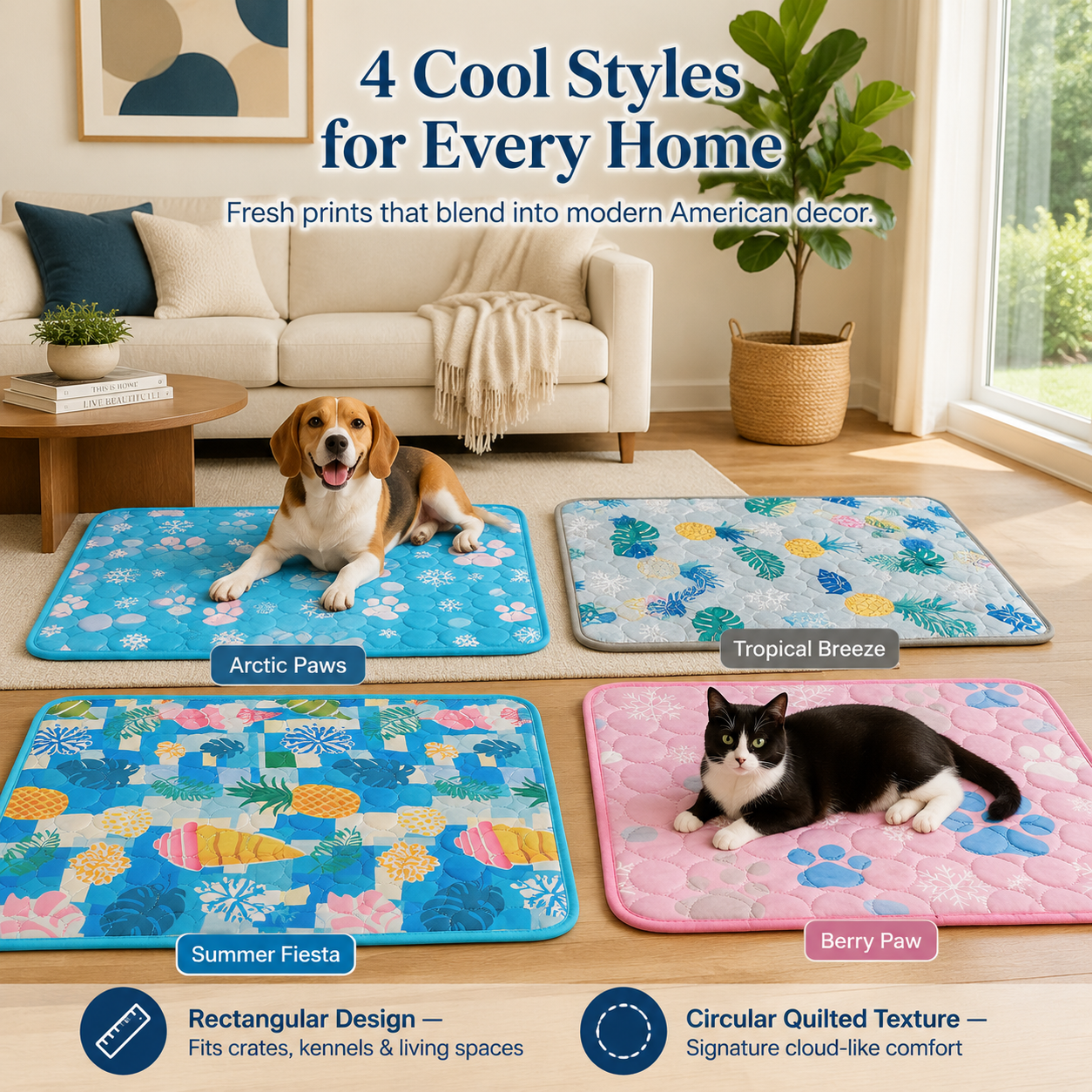 Summer Pet Cooling Mat Non-Slip Breathable for Cats and Dogs