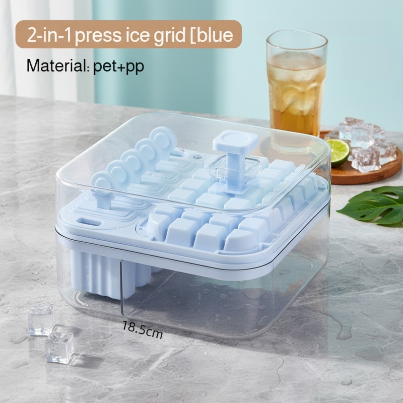 2-in-1 Plastic Ice Cube Maker, Convenient Ice Tray