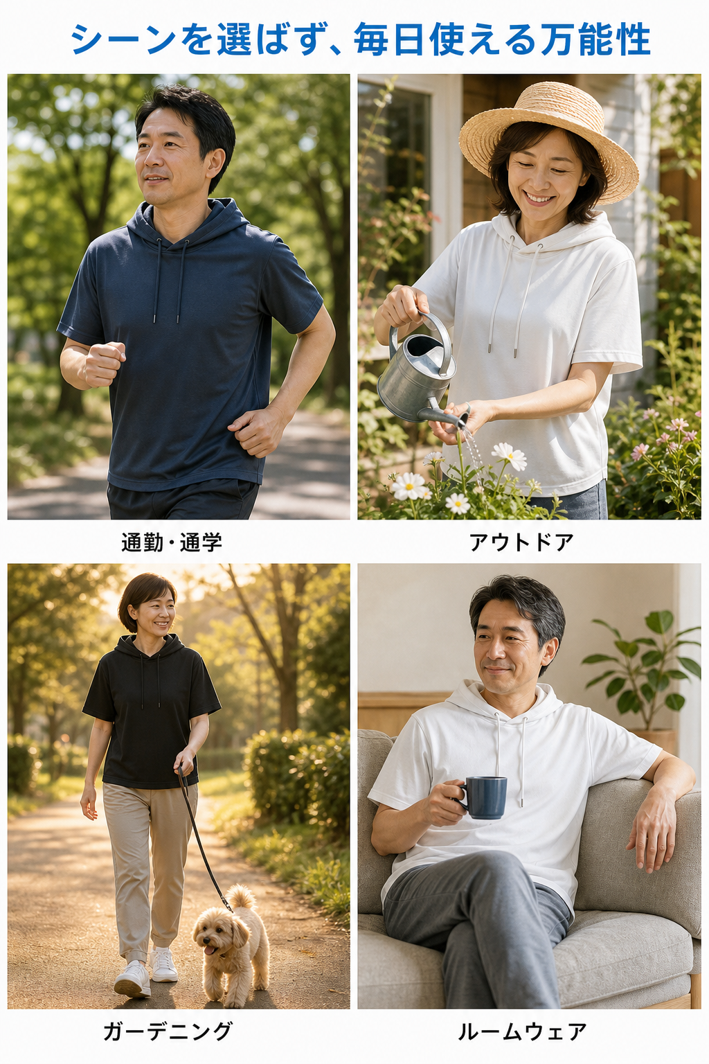 夏仕様フード付き半袖シャツ