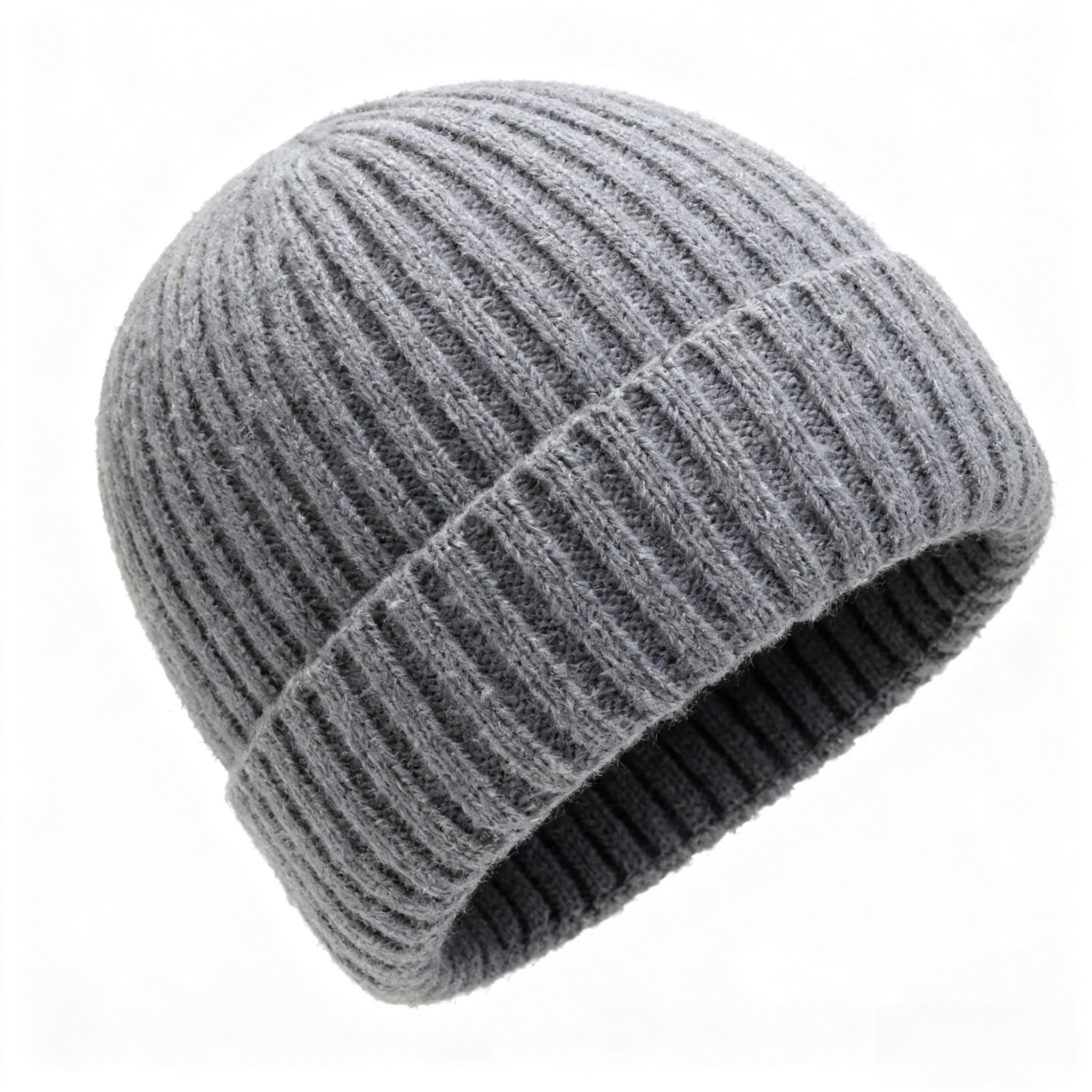 Pánská zimní vlněná čepice s plyšem a teplým jednobarevným pleteným kloboukem