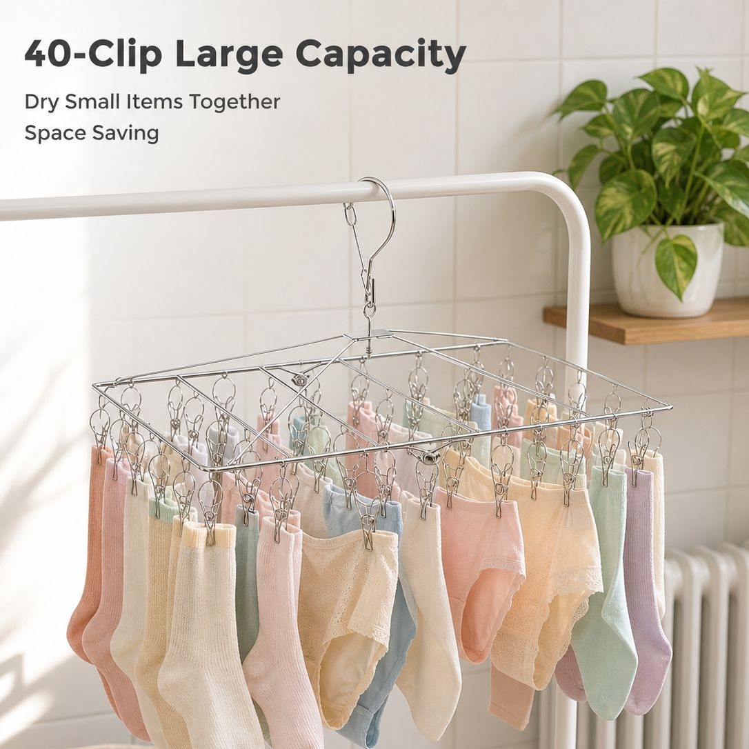 Stainless Steel Square Clothes Drying Rack Clips