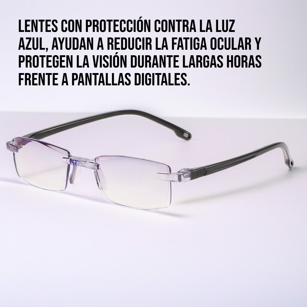 Gafas de lectura para hombre sin marco con corte de diamante y protección contra la luz azul
