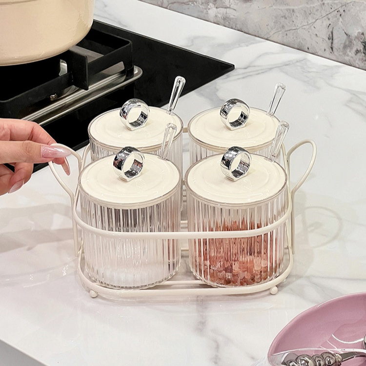 輕奢家用調味罐收納套裝 塑膠調料盒鹽罐廚房用品