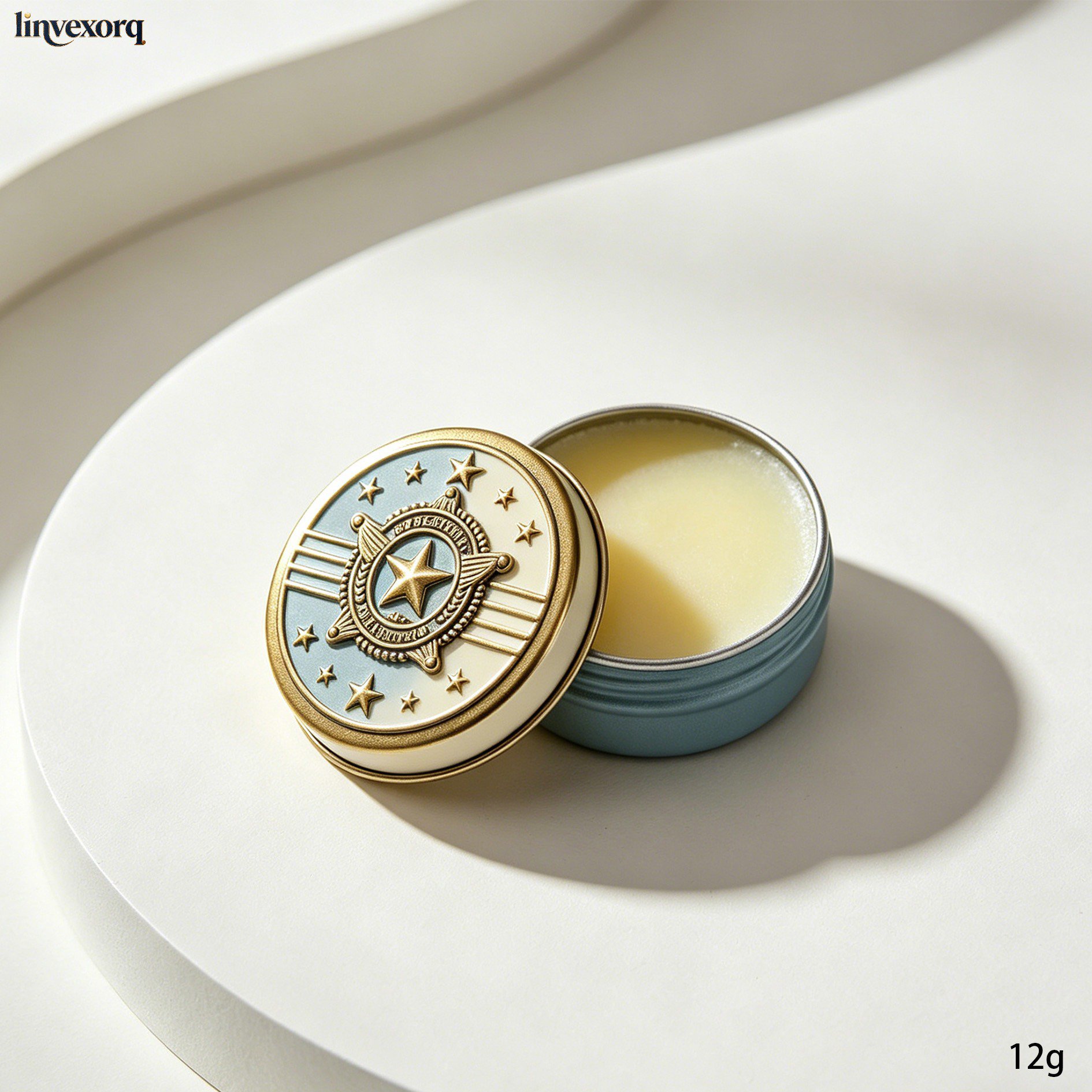 Hand applying solid perfume balm to wrist