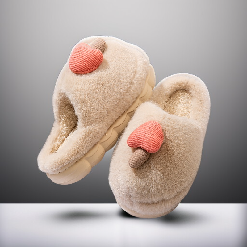 두꺼운 가방과 면 슬리퍼