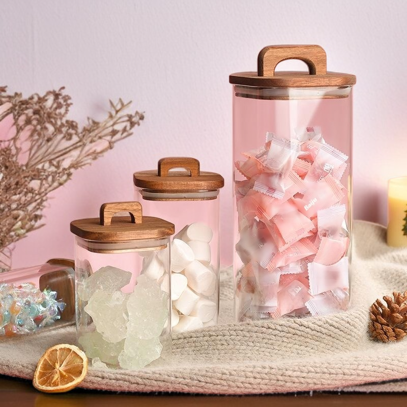 고급 밀폐 유리 저장 용기 사각형 캔디 보관함