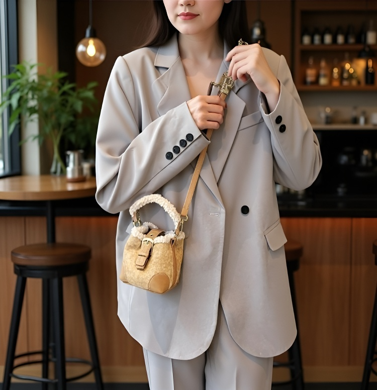 コンパクトサイズのボアバケットバッグ正面