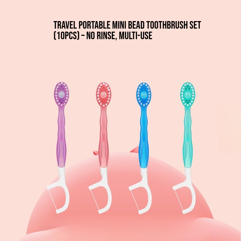 Travel Portable Mini Bead Toothbrush Set (10pcs) – No Rinse, Multi-use