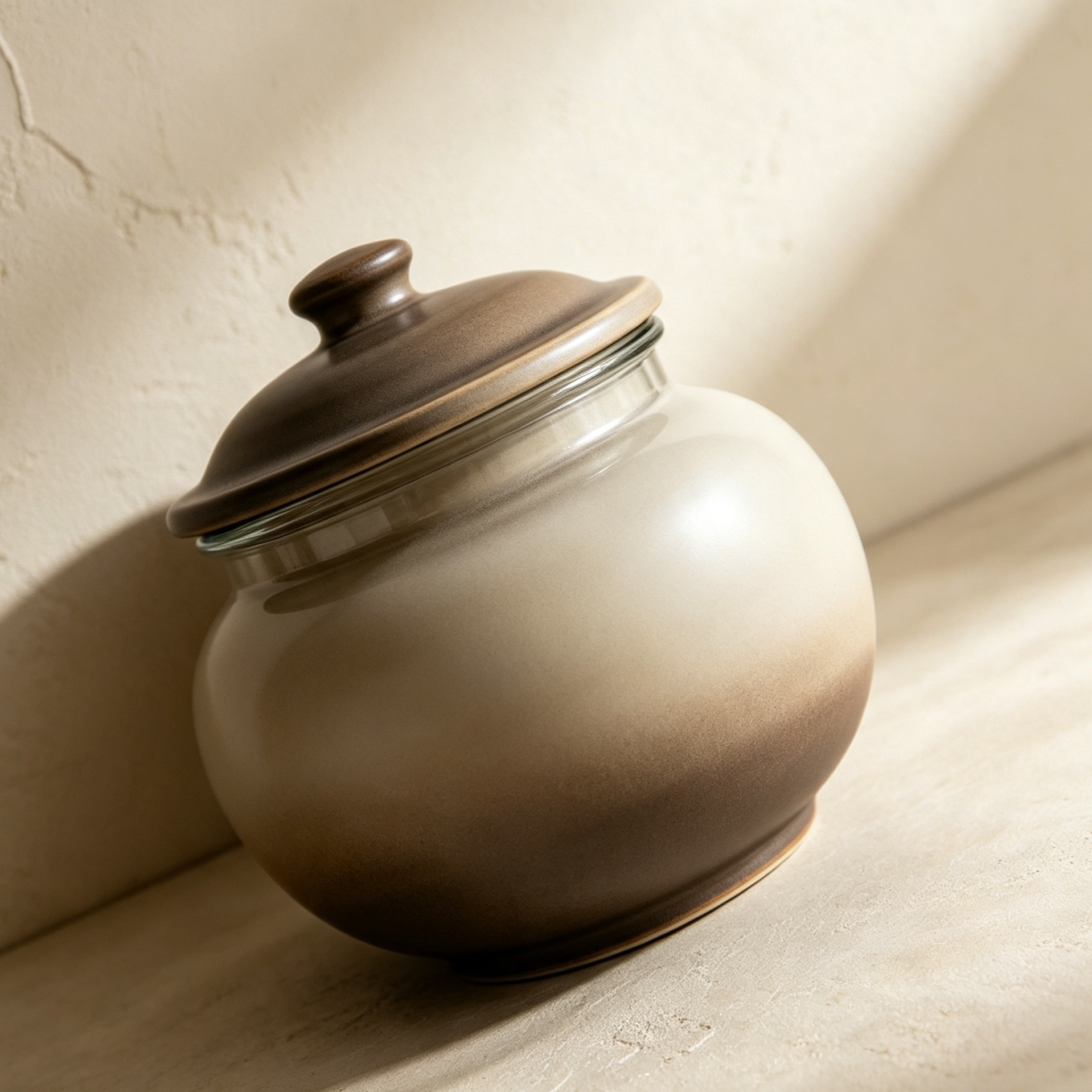 Gradient design ceramic jars filled with coffee, tea, and sugar